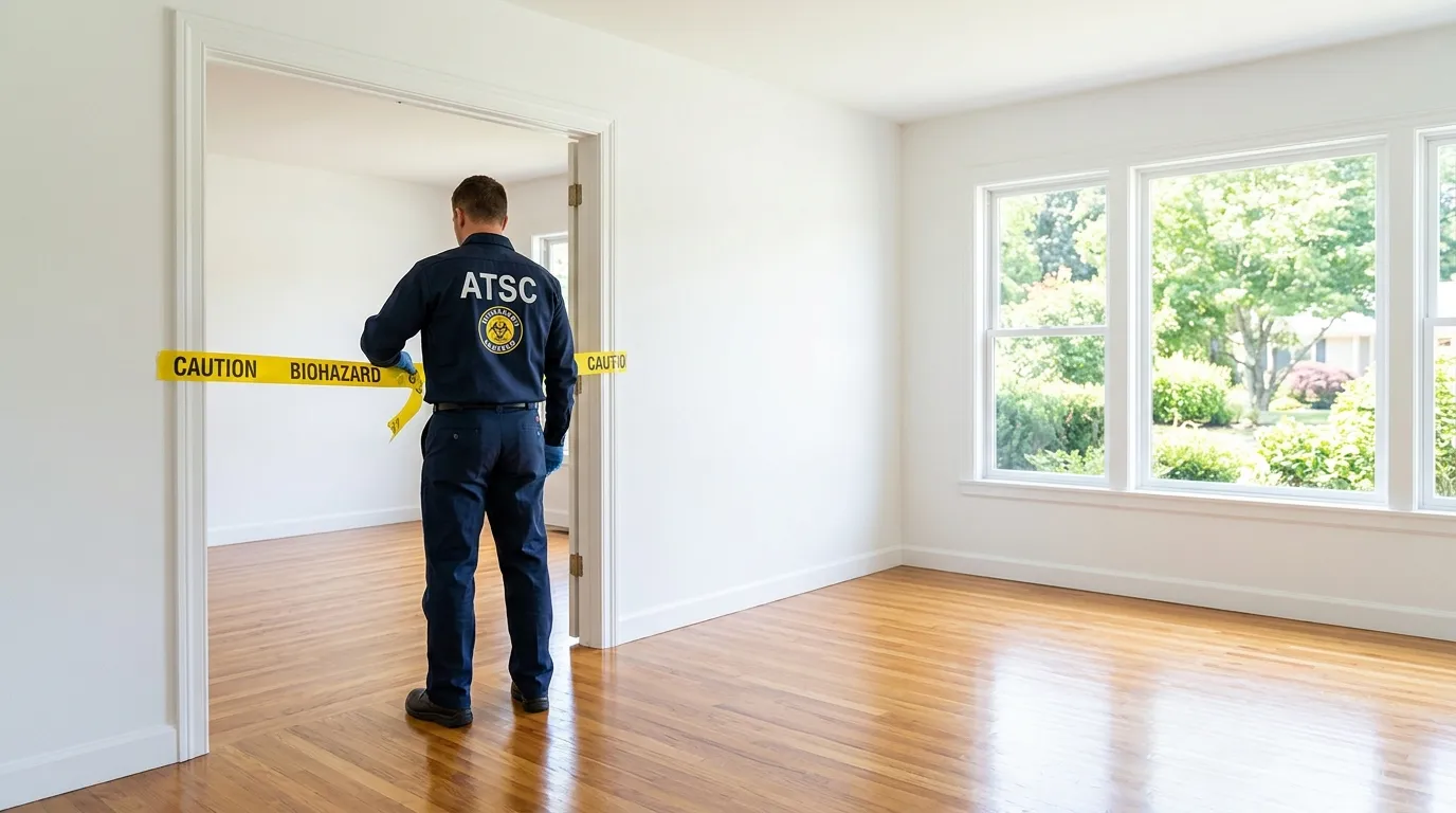Certified biohazard cleanup crew performing Decomposition Cleanup in Villas